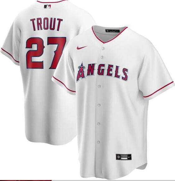 Angels 27 Mike Trout White 2020 Nike Cool Base Jersey