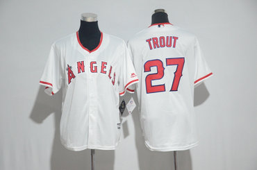 Angels 27 Mike Trout White Cool Base Jersey