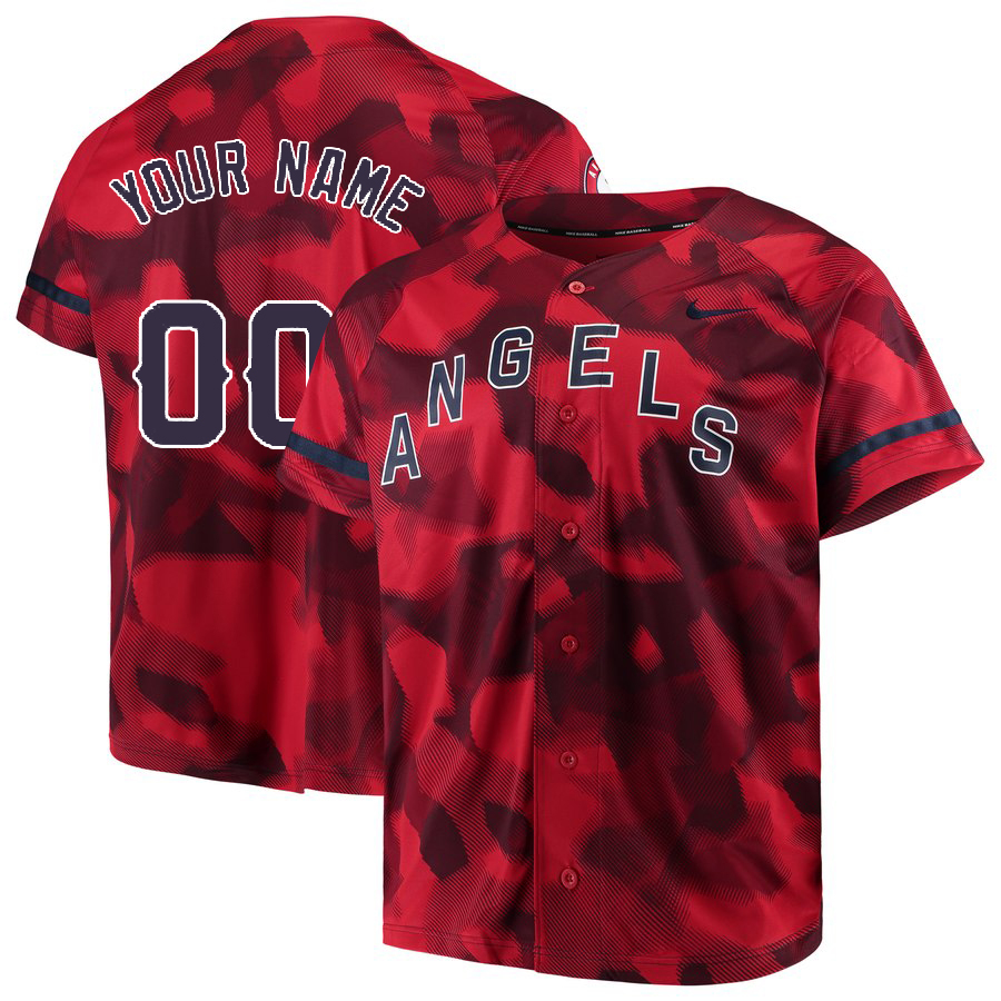 Angels Red Camo Fashion Men's Customized Jersey Angels Red Camo Fashion Men's Customized Jersey