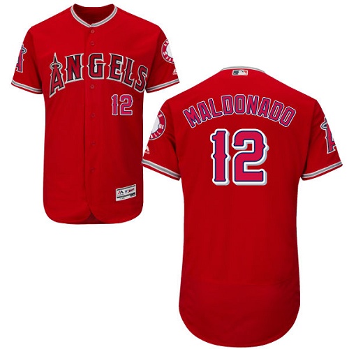Angels of Anaheim #12 Martin Maldonado Red Flexbase Authentic Collection Stitched Baseball Jersey