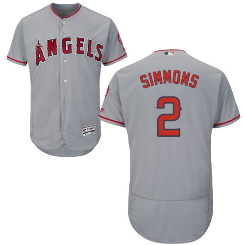 Angels of Anaheim #2 Andrelton Simmons Grey Flexbase Authentic Collection Stitched Baseball Jersey