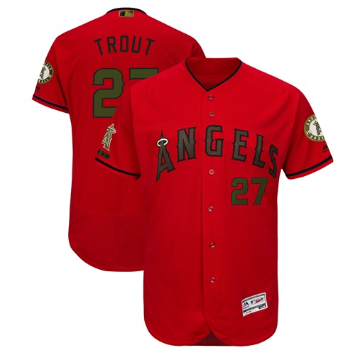 Angels of Anaheim #27 Mike Trout Red Flexbase Authentic Collection 2018 Memorial Day Stitched Baseball Jersey