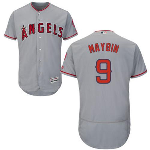 Angels of Anaheim #9 Cameron Maybin Grey Flexbase Authentic Collection Stitched MLB Jersey