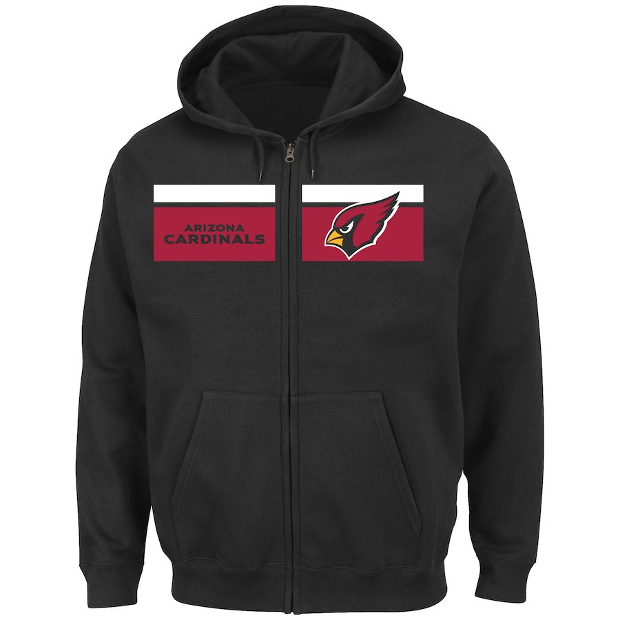 Arizona Cardinals Majestic Touchback Full Zip Hoodie Black Arizona Cardinals Majestic Touchback Full Zip Hoodie Black