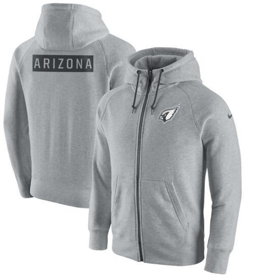 Arizona Cardinals Nike Gridiron Gray 2.0 Full Zip Hoodie Ash Arizona Cardinals Nike Gridiron Gray 2.0 Full Zip Hoodie Ash