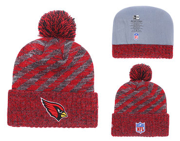 Arizona Cardinals Team Logo Red Stripe Cuffed Pom Knit Hat YD
