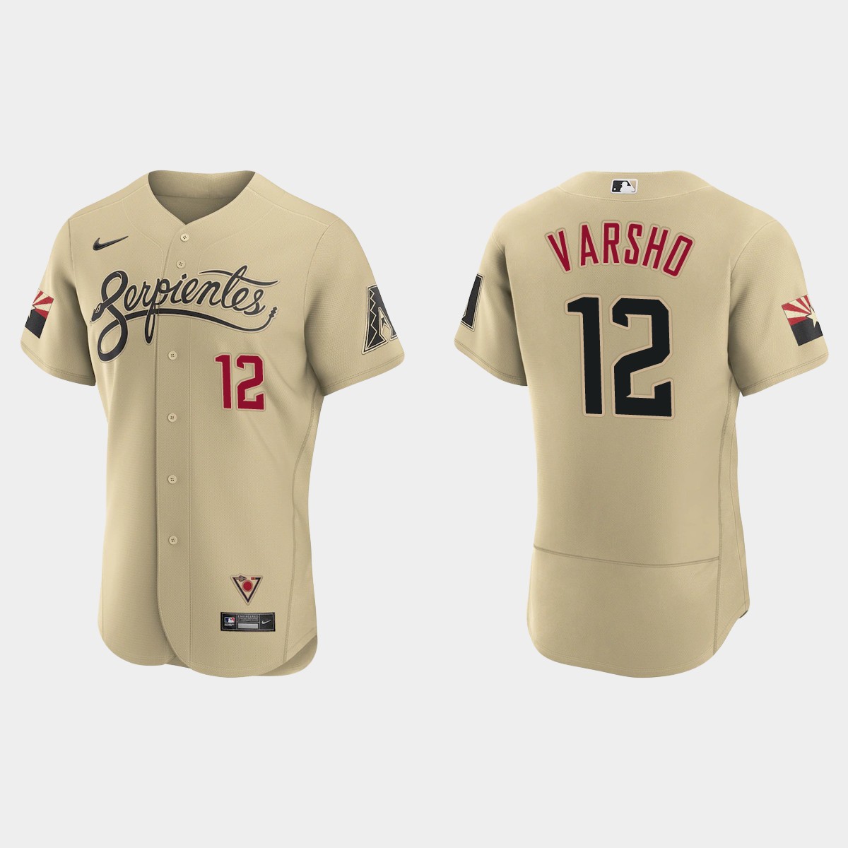 Arizona Diamondbacks #12 Daulton Varsho Men's Nike 2021 City Connect Authentic MLB Jersey Gold Arizona Diamondbacks #12 Daulton Varsho Men's Nike 2021 City Connect Authentic MLB Jersey Gold