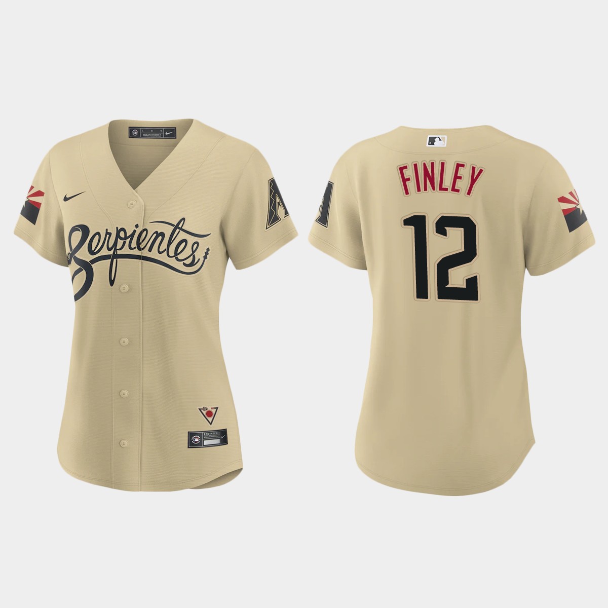 Arizona Diamondbacks #12 Steve Finley Women's Nike 2021 City Connect MLB Jersey Gold Arizona Diamondbacks #12 Steve Finley Women's Nike 2021 City Connect MLB Jersey Gold