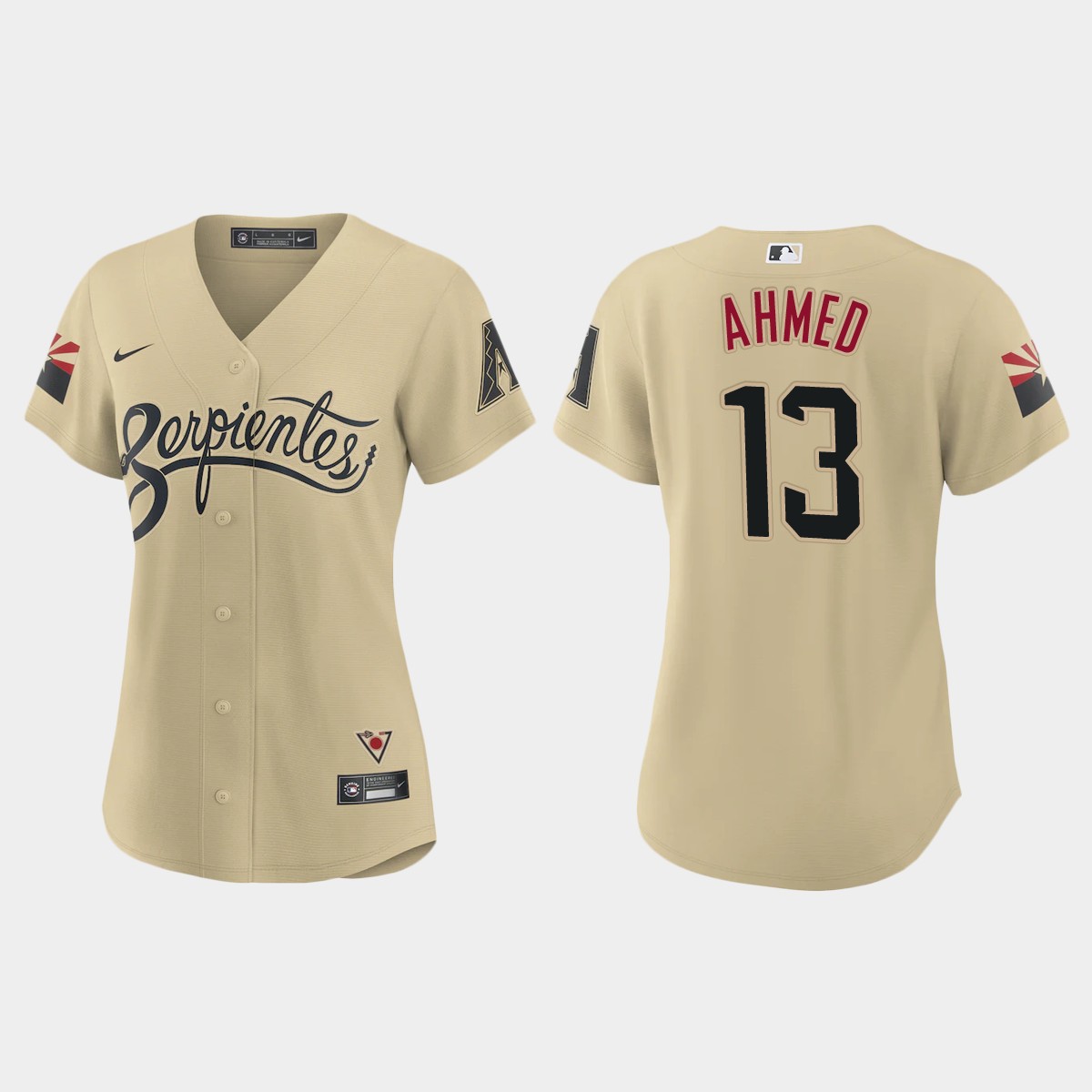 Arizona Diamondbacks #13 Nick Ahmed Women's Nike 2021 City Connect MLB Jersey Gold Arizona Diamondbacks #13 Nick Ahmed Women's Nike 2021 City Connect MLB Jersey Gold