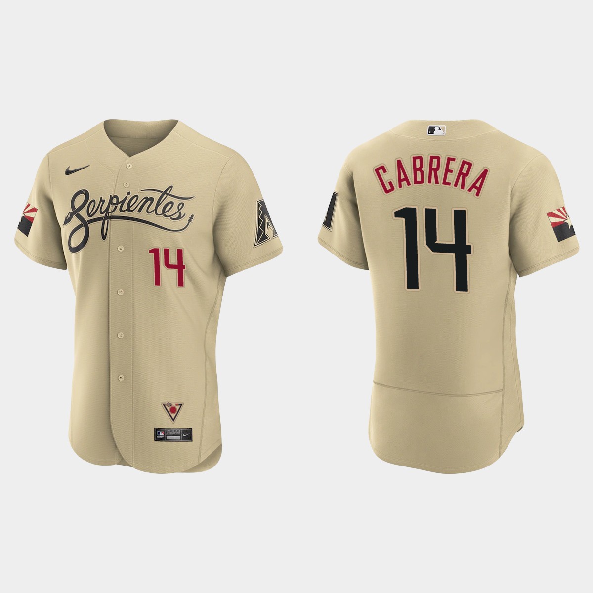 Arizona Diamondbacks #14 Asdrubal Cabrera Men's Nike 2021 City Connect Authentic MLB Jersey Gold Arizona Diamondbacks #14 Asdrubal Cabrera Men's Nike 2021 City Connect Authentic MLB Jersey Gold