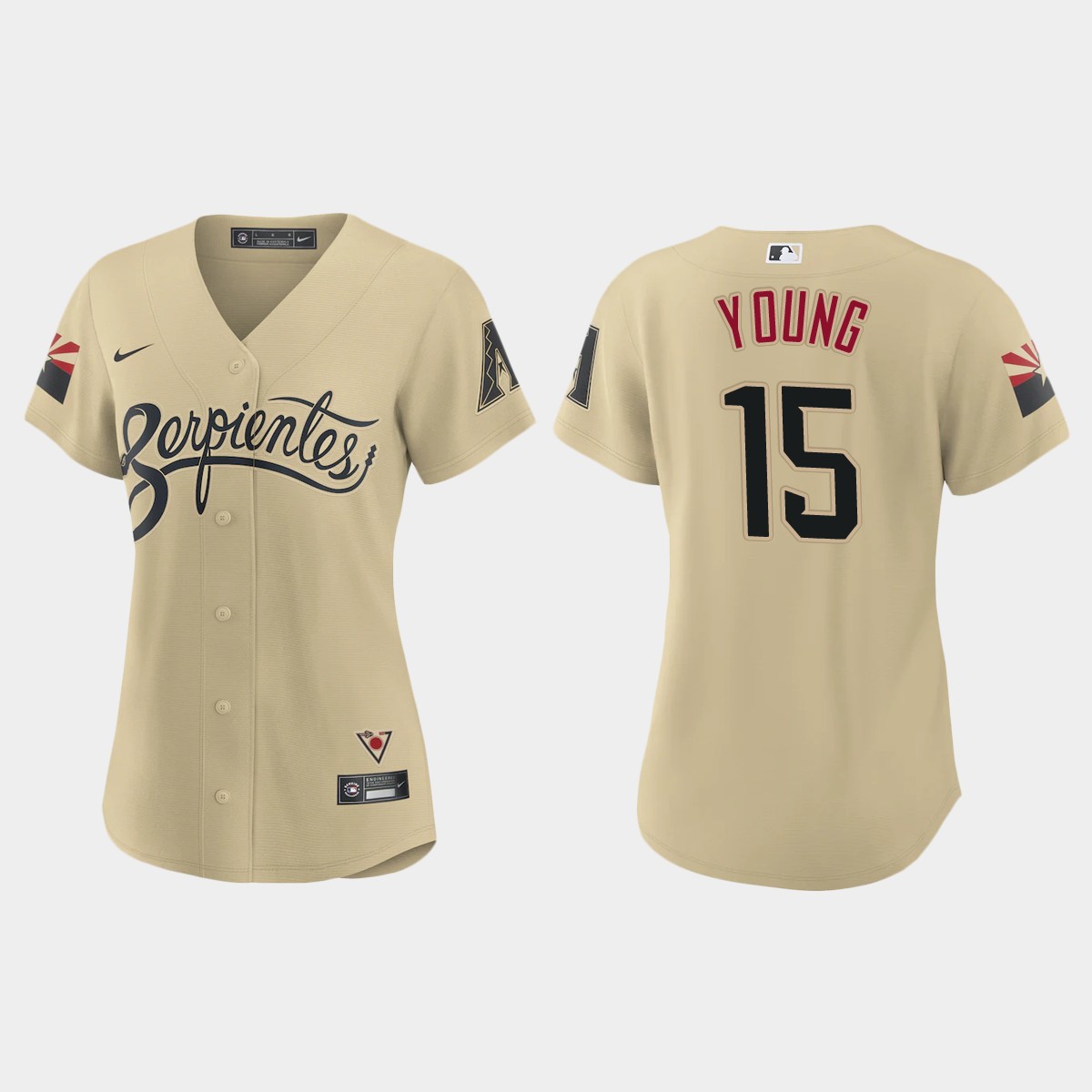 Arizona Diamondbacks #15 Andrew Young Women's Nike 2021 City Connect MLB Jersey Gold Arizona Diamondbacks #15 Andrew Young Women's Nike 2021 City Connect MLB Jersey Gold