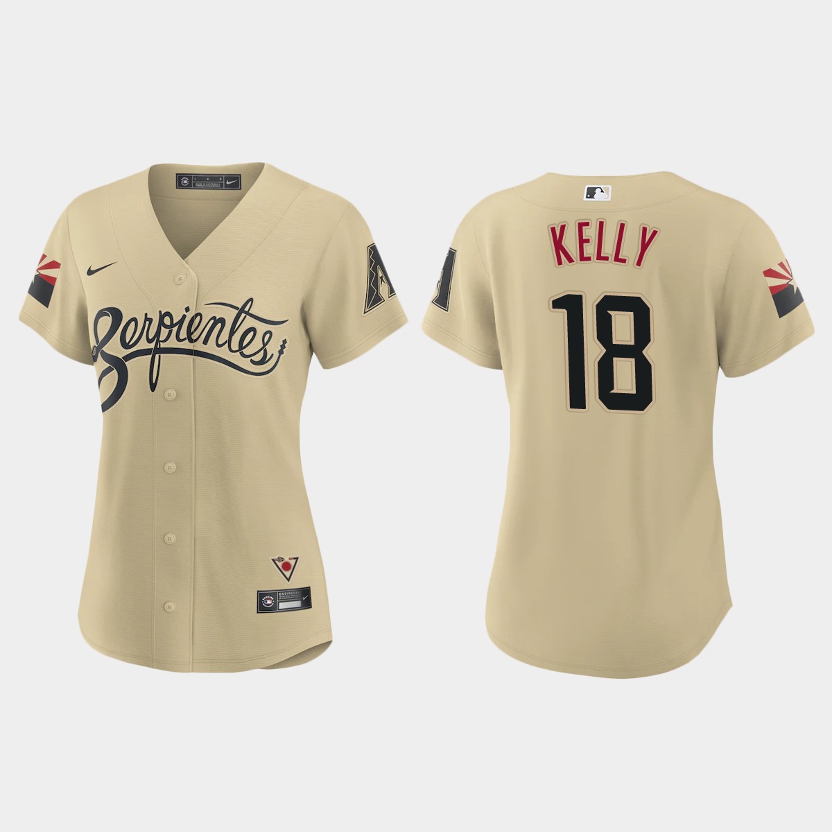 Arizona Diamondbacks #18 Carson Kelly Women's Nike 2021 City Connect MLB Jersey Gold Arizona Diamondbacks #18 Carson Kelly Women's Nike 2021 City Connect MLB Jersey Gold