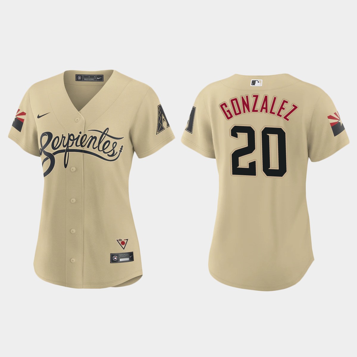 Arizona Diamondbacks #20 Luis Gonzalez Women's Nike 2021 City Connect MLB Jersey Gold Arizona Diamondbacks #20 Luis Gonzalez Women's Nike 2021 City Connect MLB Jersey Gold