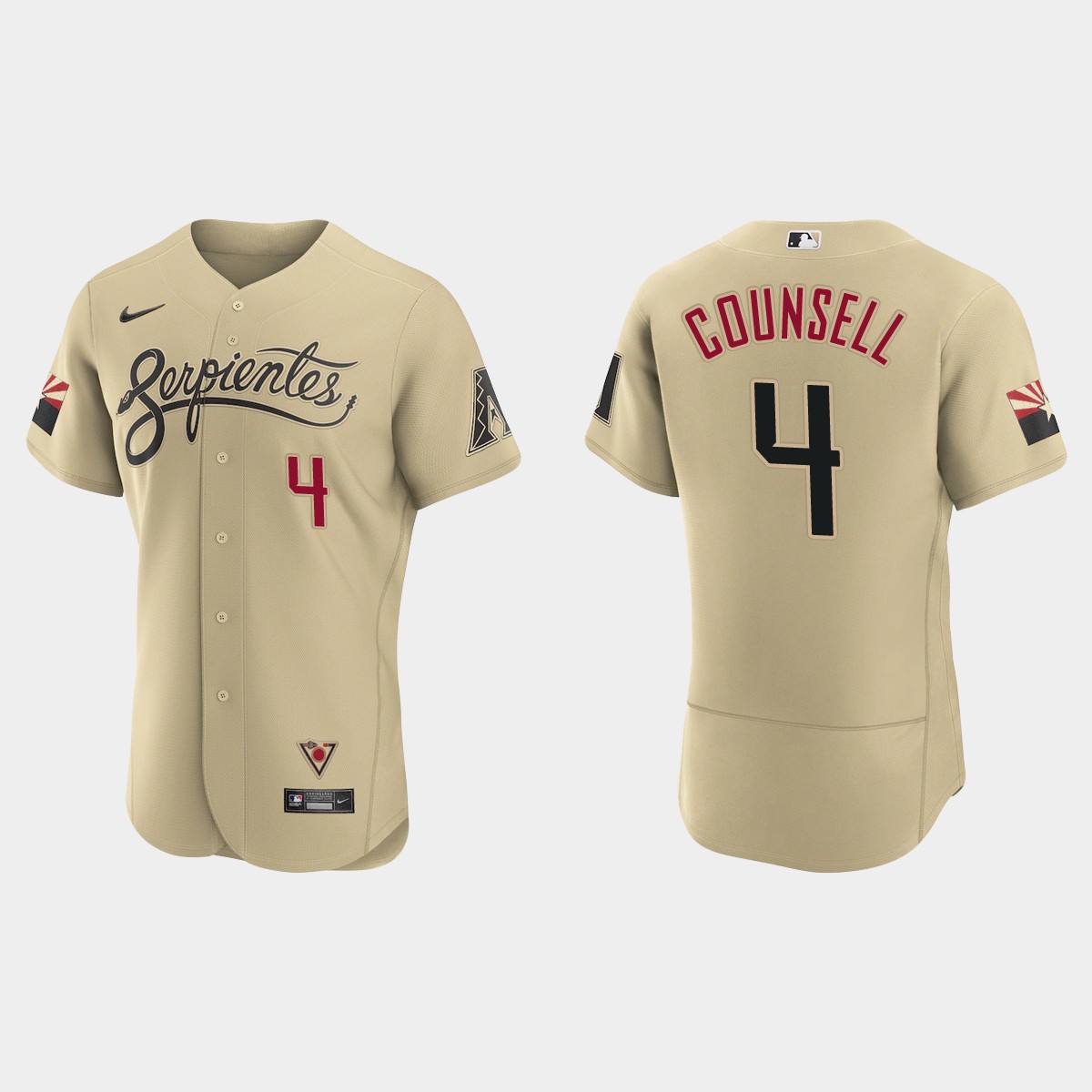 Arizona Diamondbacks #4 Craig Counsell Men's Nike 2021 City Connect Authentic MLB Jersey Gold Arizona Diamondbacks #4 Craig Counsell Men's Nike 2021 City Connect Authentic MLB Jersey Gold