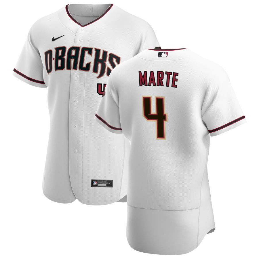 Arizona Diamondbacks #4 Ketel Marte Men's Nike White Crimson Authentic Home Team MLB Jersey Arizona Diamondbacks #4 Ketel Marte Men's Nike White Crimson Authentic Home Team MLB Jersey