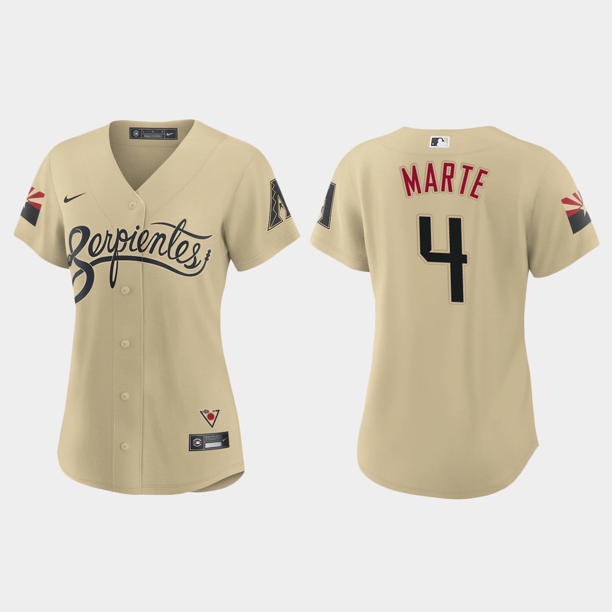 Arizona Diamondbacks #4 Ketel Marte Women's Nike 2021 City Connect MLB Jersey Gold Arizona Diamondbacks #4 Ketel Marte Women's Nike 2021 City Connect MLB Jersey Gold
