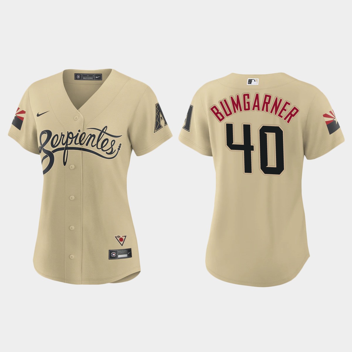 Arizona Diamondbacks #40 Madison Bumgarner Women's Nike 2021 City Connect MLB Jersey Gold Arizona Diamondbacks #40 Madison Bumgarner Women's Nike 2021 City Connect MLB Jersey Gold