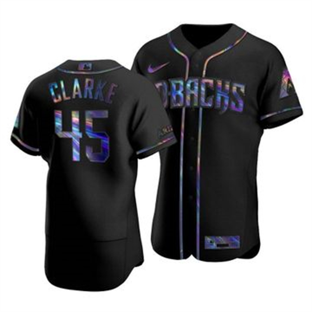 Arizona Diamondbacks #45 Taylor Clarke Men's Nike Iridescent Holographic Collection MLB Jersey - Black Arizona Diamondbacks #45 Taylor Clarke Men's Nike Iridescent Holographic Collection MLB Jersey - Black