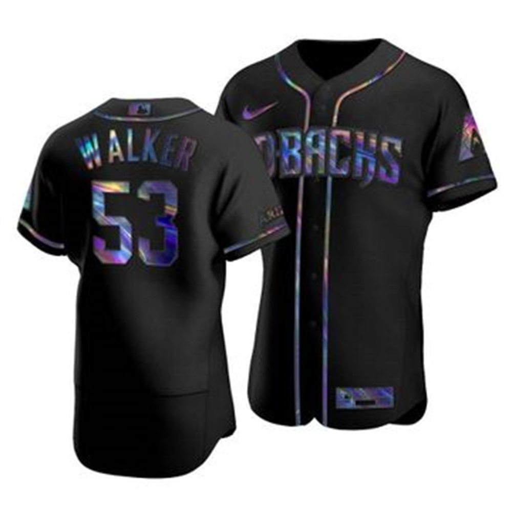 Arizona Diamondbacks #53 Christian Walker Men's Nike Iridescent Holographic Collection MLB Jersey - Black Arizona Diamondbacks #53 Christian Walker Men's Nike Iridescent Holographic Collection MLB Jersey - Black