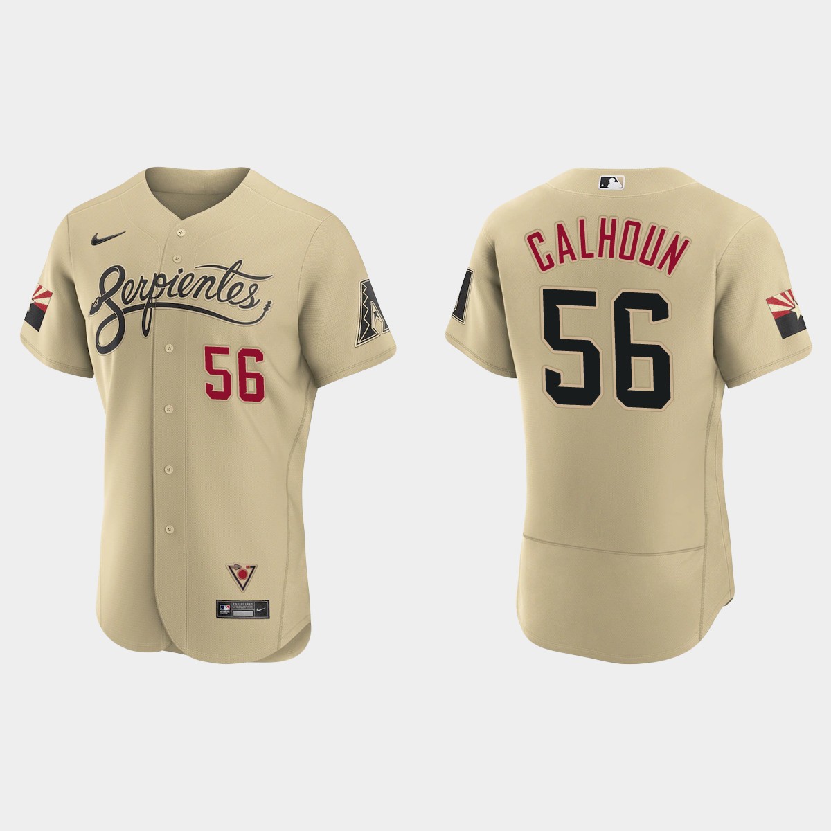 Arizona Diamondbacks #56 Kole Calhoun Men's Nike 2021 City Connect Authentic MLB Jersey Gold Arizona Diamondbacks #56 Kole Calhoun Men's Nike 2021 City Connect Authentic MLB Jersey Gold