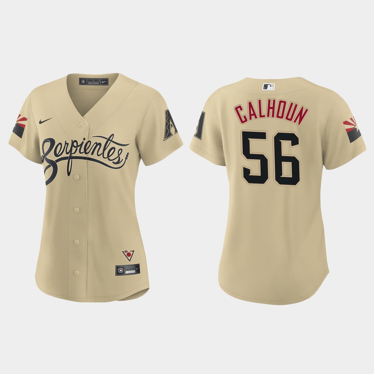 Arizona Diamondbacks #56 Kole Calhoun Women's Nike 2021 City Connect MLB Jersey Gold Arizona Diamondbacks #56 Kole Calhoun Women's Nike 2021 City Connect MLB Jersey Gold