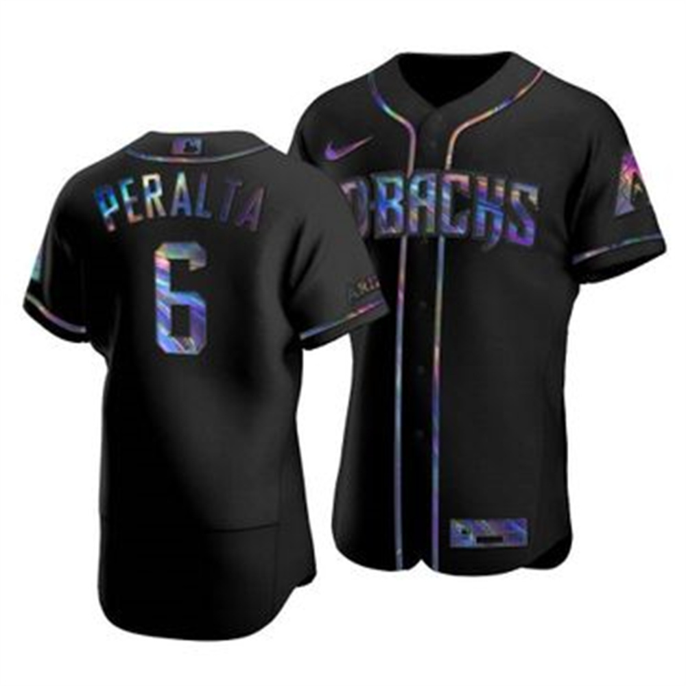 Arizona Diamondbacks #6 David Peralta Men's Nike Iridescent Holographic Collection MLB Jersey - Black Arizona Diamondbacks #6 David Peralta Men's Nike Iridescent Holographic Collection MLB Jersey - Black