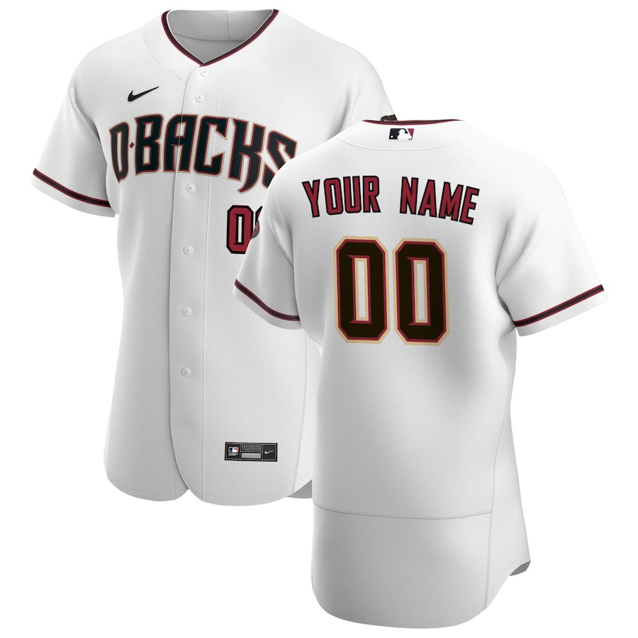 Arizona Diamondbacks Custom Men's Nike White Crimson Authentic Home Team MLB Jersey Arizona Diamondbacks Custom Men's Nike White Crimson Authentic Home Team MLB Jersey