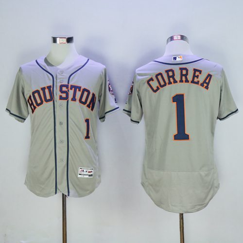 Astros #1 Carlos Correa Grey Flexbase Authentic Collection Stitched MLB Jersey