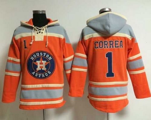 Astros #1 Carlos Correa Orange Sawyer Hooded Sweatshirt MLB Hoodie Astros #1 Carlos Correa Orange Sawyer Hooded Sweatshirt MLB Hoodie