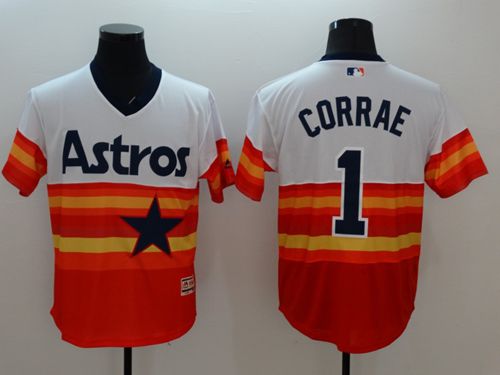 Astros #1 Carlos Correa White Orange Flexbase Authentic Collection Cooperstown Stitched MLB Jersey