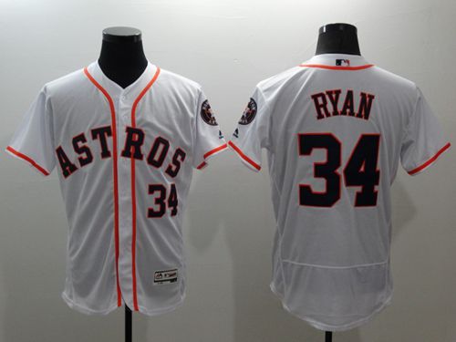 Astros #34 Nolan Ryan White Flexbase Authentic Collection Stitched MLB Jersey