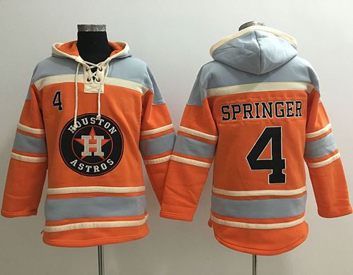 Astros #4 George Springer Orange Sawyer Hooded Sweatshirt MLB Hoodie Astros #4 George Springer Orange Sawyer Hooded Sweatshirt MLB Hoodie