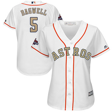 Astros #5 Jeff Bagwell White 2018 Gold Program Cool Base Women's Stitched MLB Jersey