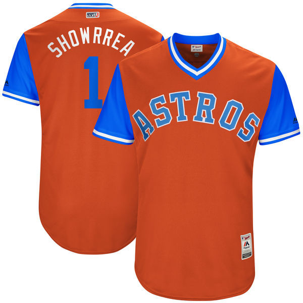 Astros 1 Carlos Correa Showrrea Majestic Orange 2017 Players Weekend Jersey