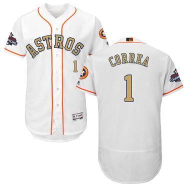 Astros 1 Carlos Correa White 2018 Gold Program Flexbase Jersey