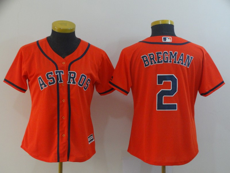 Astros 2 Alex Bregman Orange Women Cool Base Jersey
