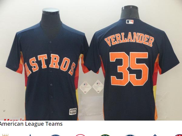 Astros 35 Justin Verlander Navy Cool Base Jersey