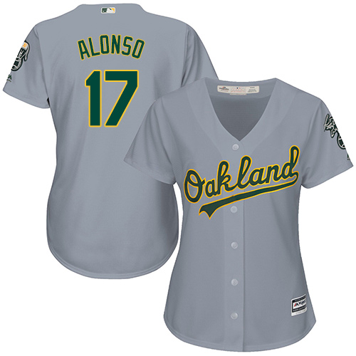 Athletics #17 Yonder Alonso Grey Road Women's Stitched MLB Jersey