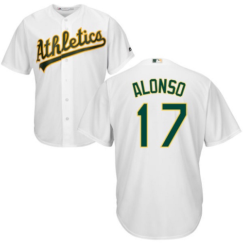 Athletics #17 Yonder Alonso White Cool Base Stitched Youth MLB Jersey