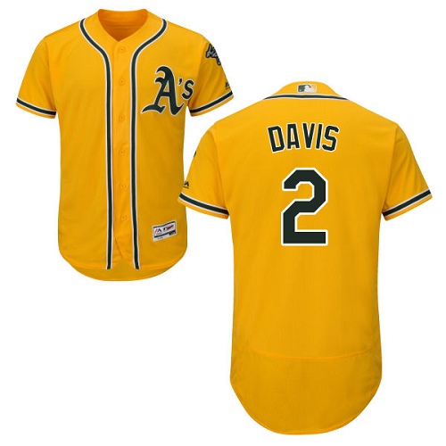 Athletics #2 Khris Davis Gold Flexbase Authentic Collection Stitched Baseball Jersey