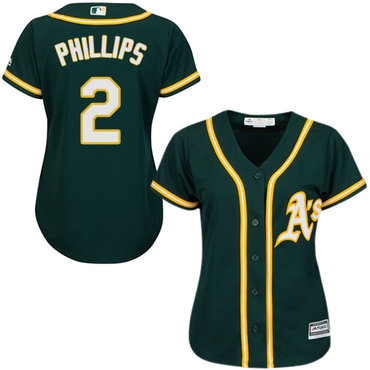 Athletics #2 Tony Phillips Green Alternate Women's Stitched MLB Jersey Athletics #2 Tony Phillips Green Alternate Women's Stitched MLB Jersey