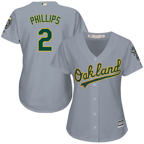 Athletics #2 Tony Phillips Grey Road Women's Stitched MLB Jerse Athletics #2 Tony Phillips Grey Road Women's Stitched MLB Jerse