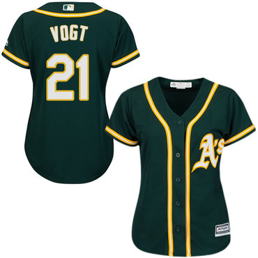 Athletics #21 Stephen Vogt Green Alternate Women's Stitched MLB Jersey Athletics #21 Stephen Vogt Green Alternate Women's Stitched MLB Jersey