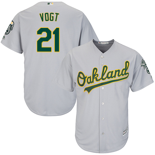Athletics #21 Stephen Vogt Grey Cool Base Stitched Youth MLB Jersey