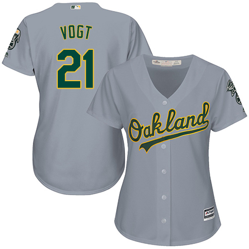 Athletics #21 Stephen Vogt Grey Road Women's Stitched MLB Jersey Athletics #21 Stephen Vogt Grey Road Women's Stitched MLB Jersey