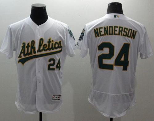 Athletics #24 Rickey Henderson White Flexbase Authentic Collection Stitched MLB Jersey