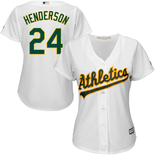 Athletics #24 Rickey Henderson White Home Women's Stitched MLB Jersey Athletics #24 Rickey Henderson White Home Women's Stitched MLB Jersey