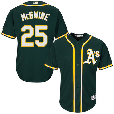 Athletics #25 Mark McGwire Green Cool Base Stitched Youth MLB Jersey