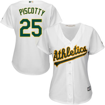 Athletics #25 Stephen Piscotty White Home Women's Stitched MLB Jersey