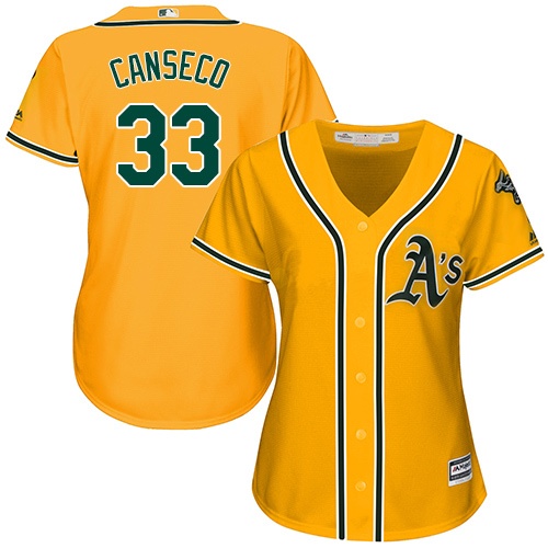 Athletics #33 Jose Canseco Gold Alternate Women's Stitched MLB Jersey Athletics #33 Jose Canseco Gold Alternate Women's Stitched MLB Jersey